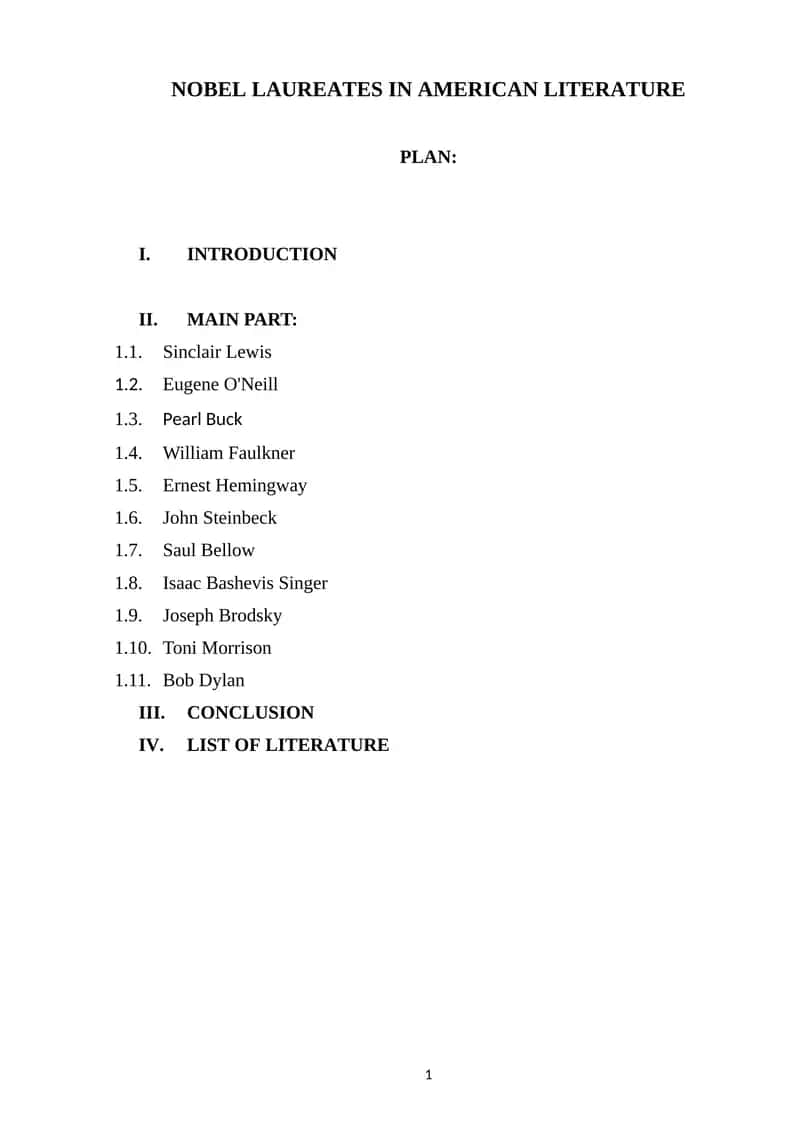 NOBEL LAUREATES IN AMERICAN LITERATURE