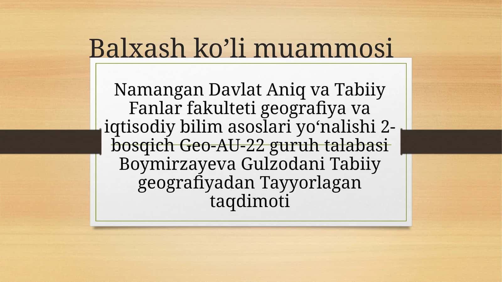 Balxash ko'li muammosi