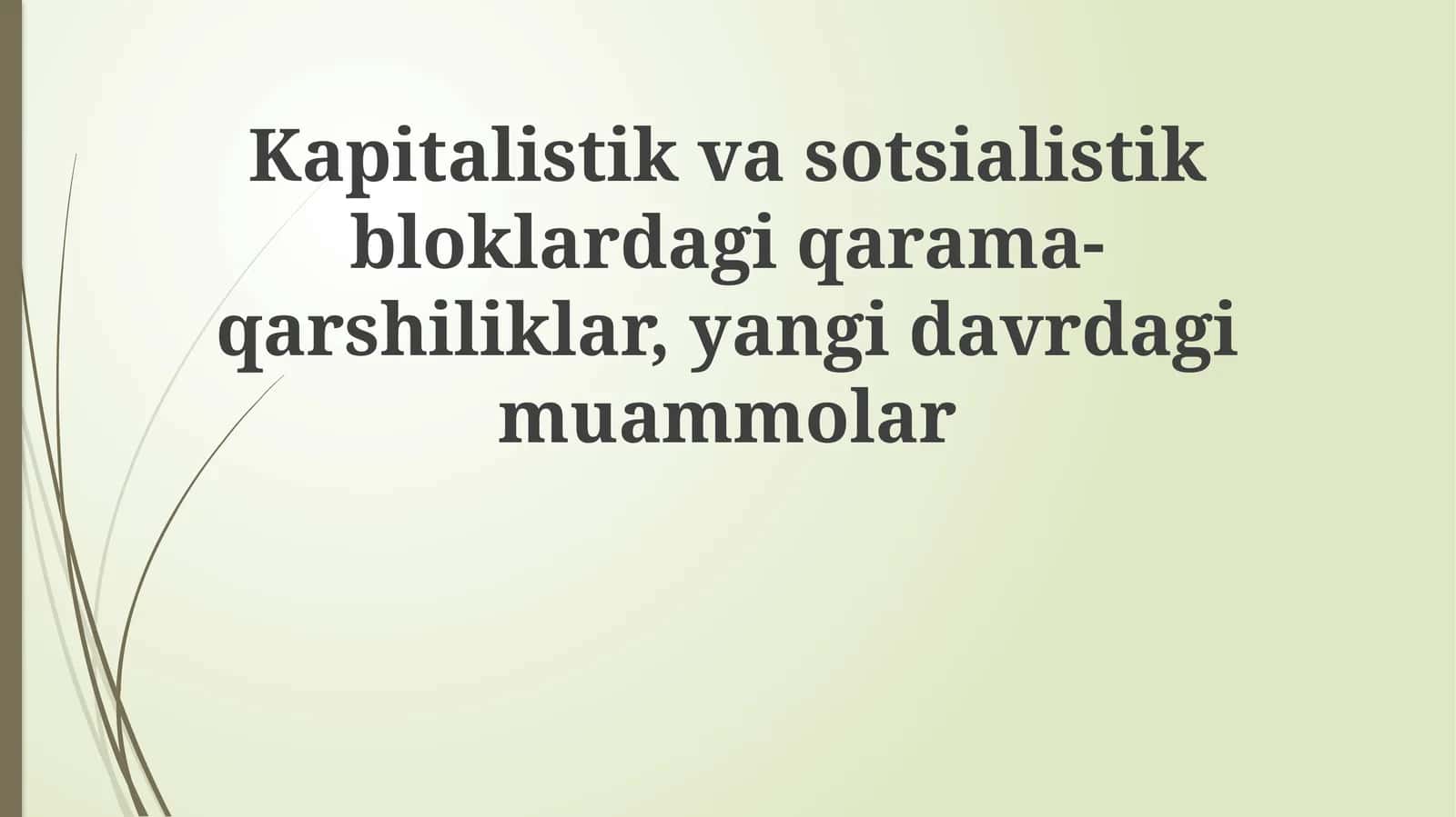 Kapitalistik va sotsialistik bloklardagi qarama-qarshiliklar, yangi davrdagi muammolar