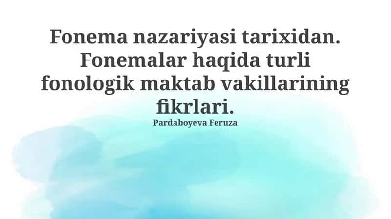 Fonema nazariyasi tarixidan