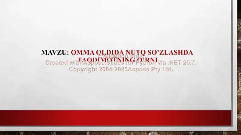 Omma oldida nutq so‘zlashda taqdimotning o’rni