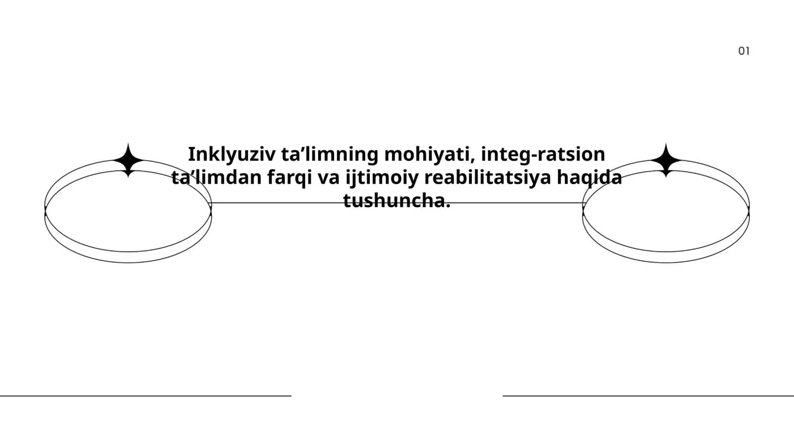 Inklyuziv ta’limning mohiyati, integ-ratsion ta’limdan farqi va ijtimoiy reabilitatsiya haqida tushuncha