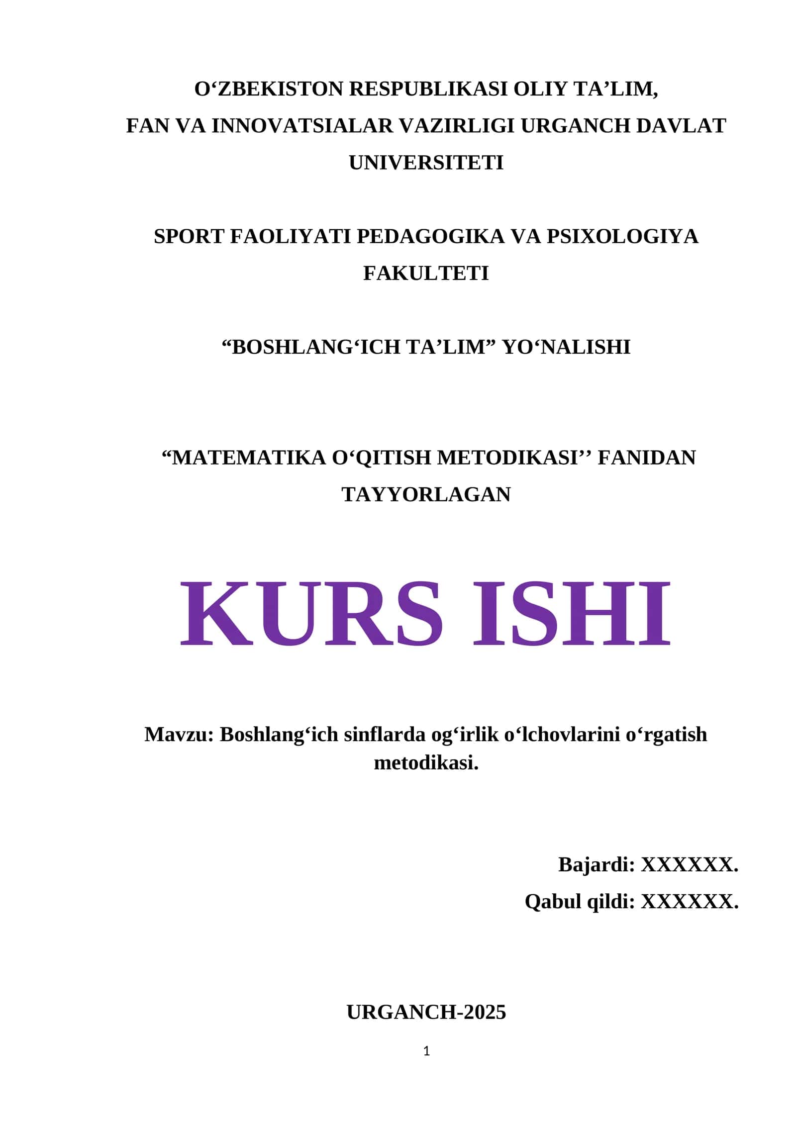 Boshlang‘ich sinflarda og‘irlik o‘lchovlarini o‘rgatish metodikasi