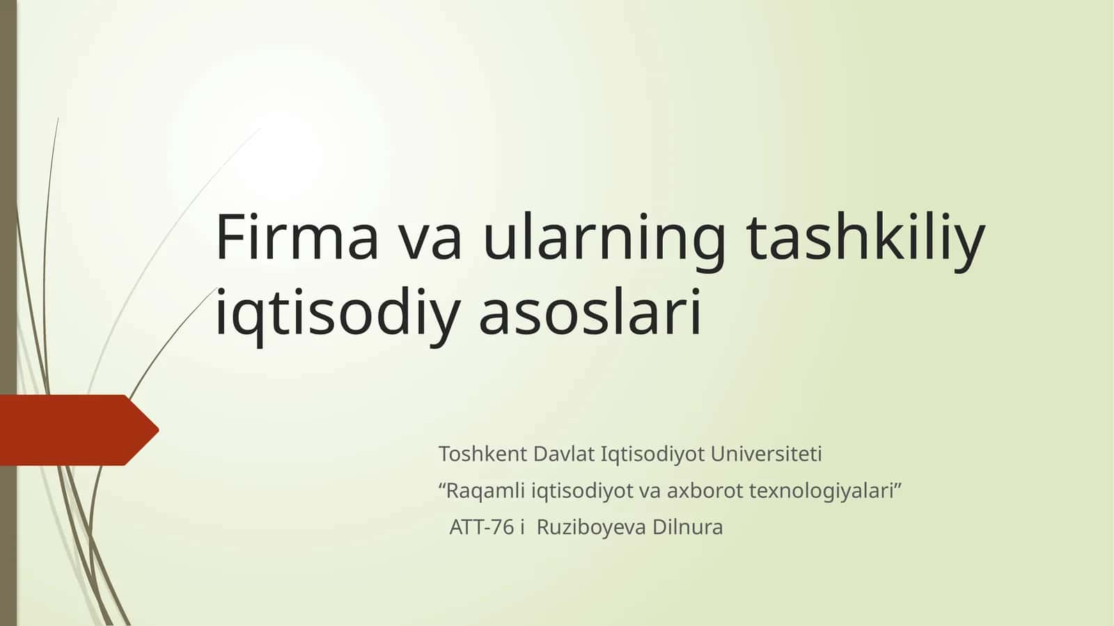 "Firma va ularning tashkiliy iqtisodiy asoslari"