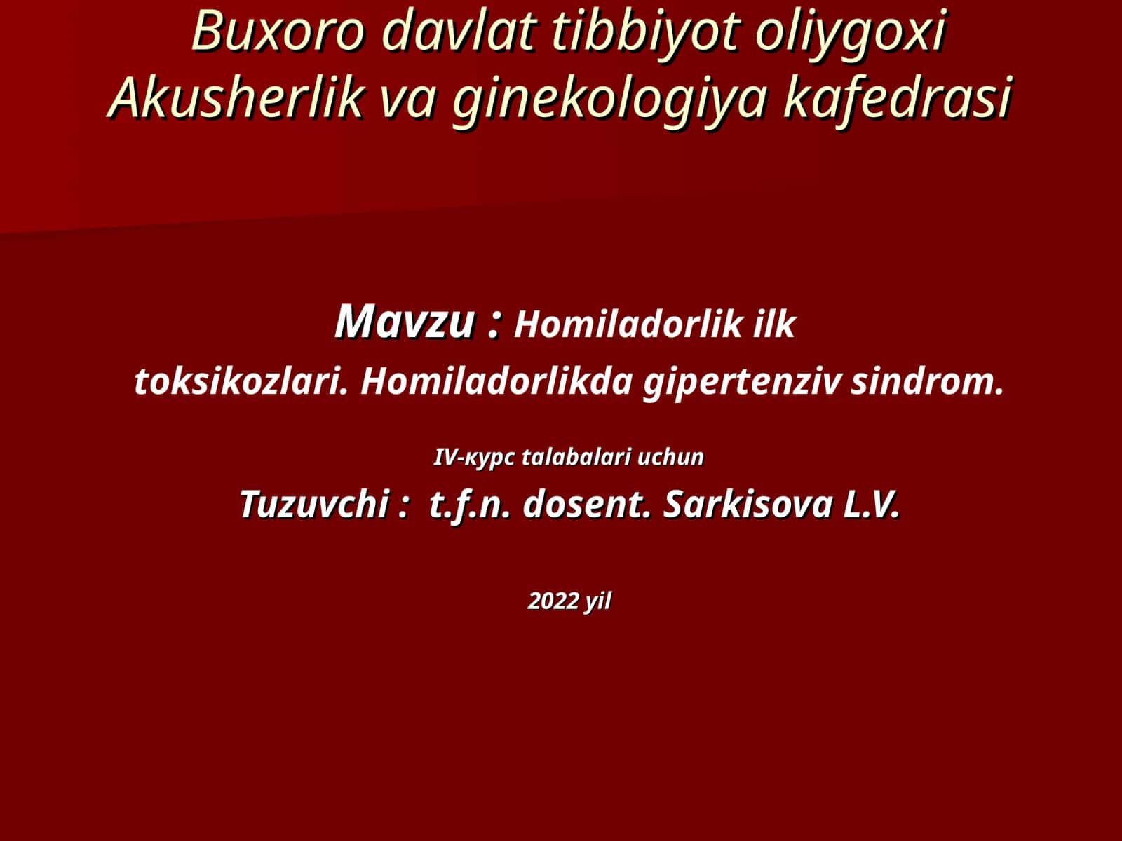 Homiladorlik ilk toksikozlari. Homiladorlikda gipertenziv sindrom