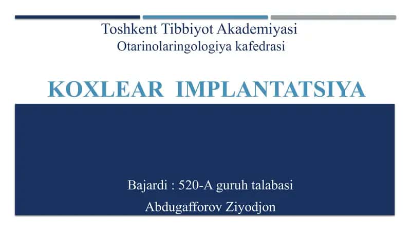 Koxlear Implantatsiya