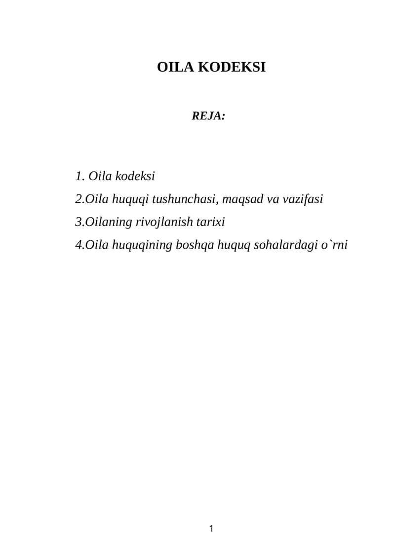 OILA KODEKSI