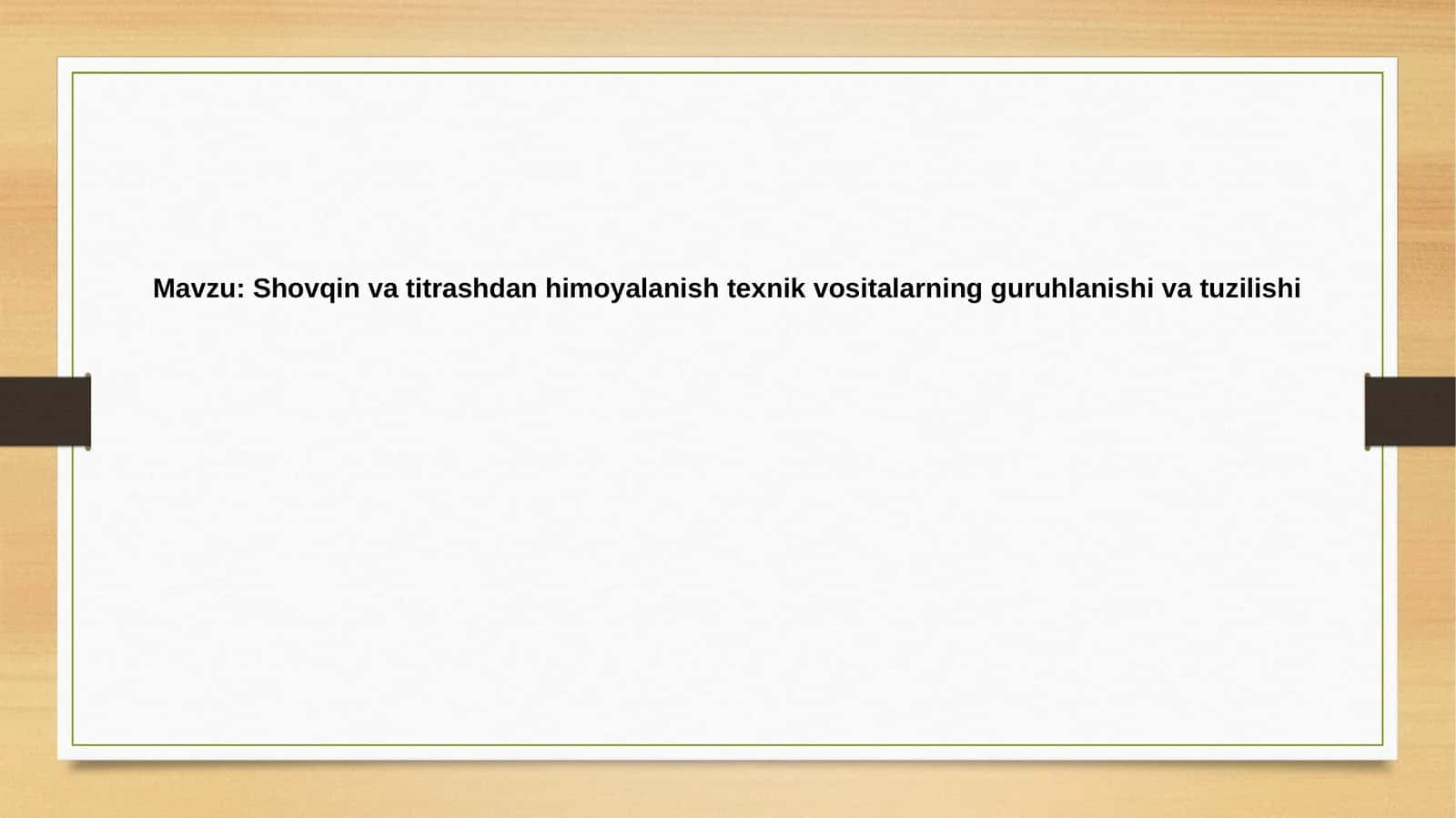 Tovush va tebranishdan himoya qilishning texnik vositalari