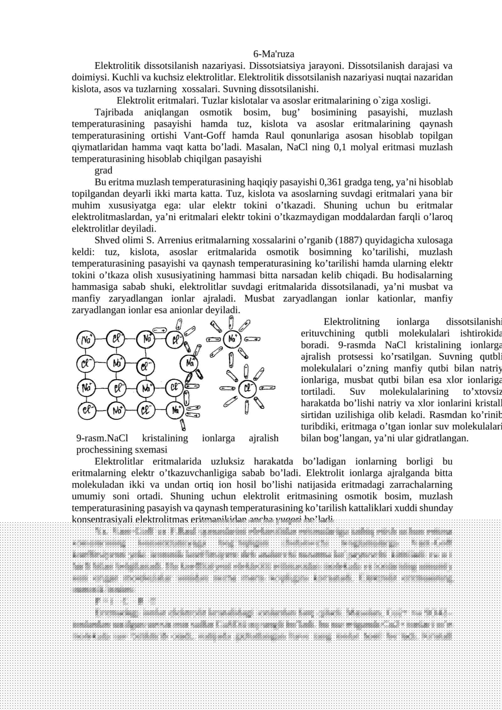 Elеktrolitik dissotsilanish nazariyasi