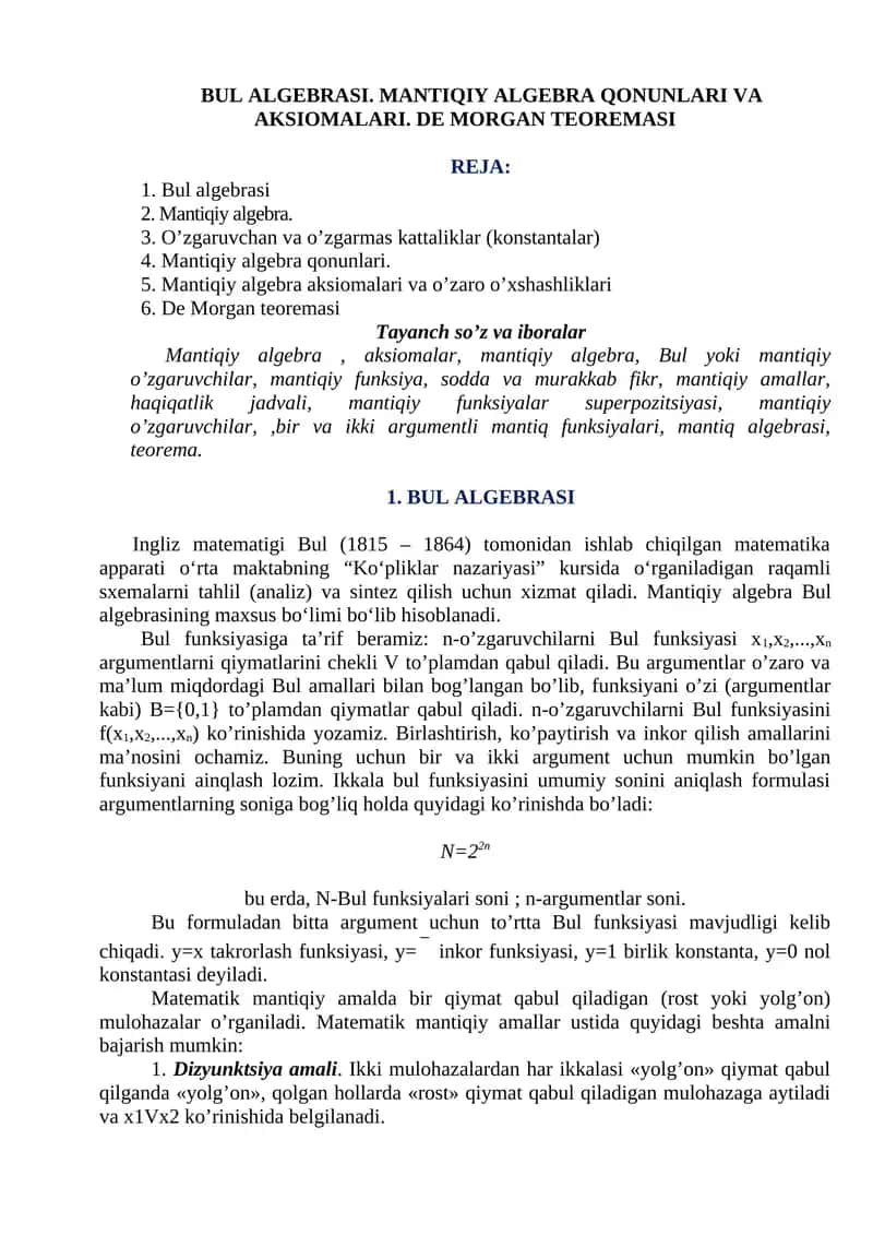 BUL ALGEBRASI