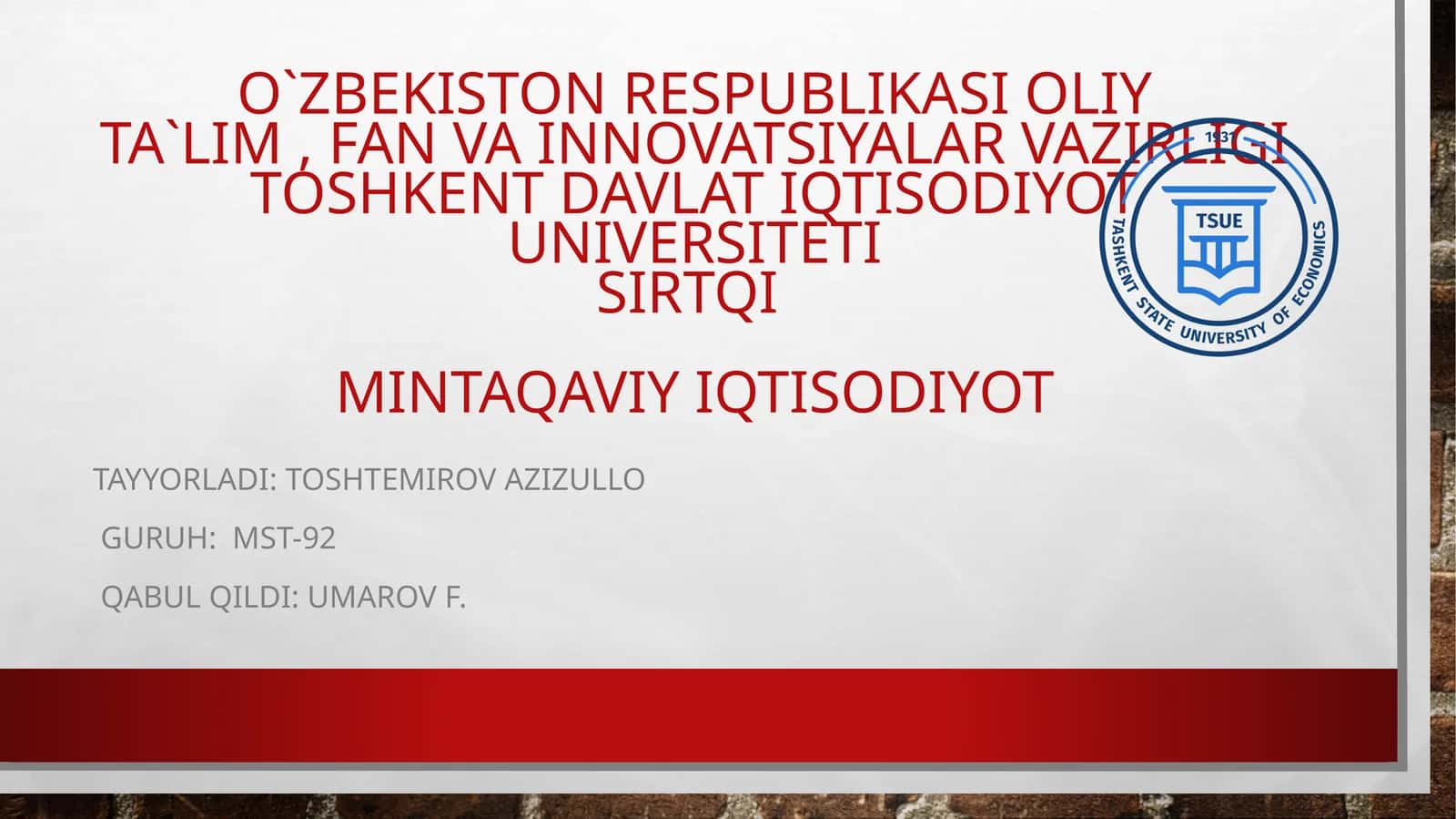 Mintakaviy iqtisodiyot fanining maqsadi va vazifalari