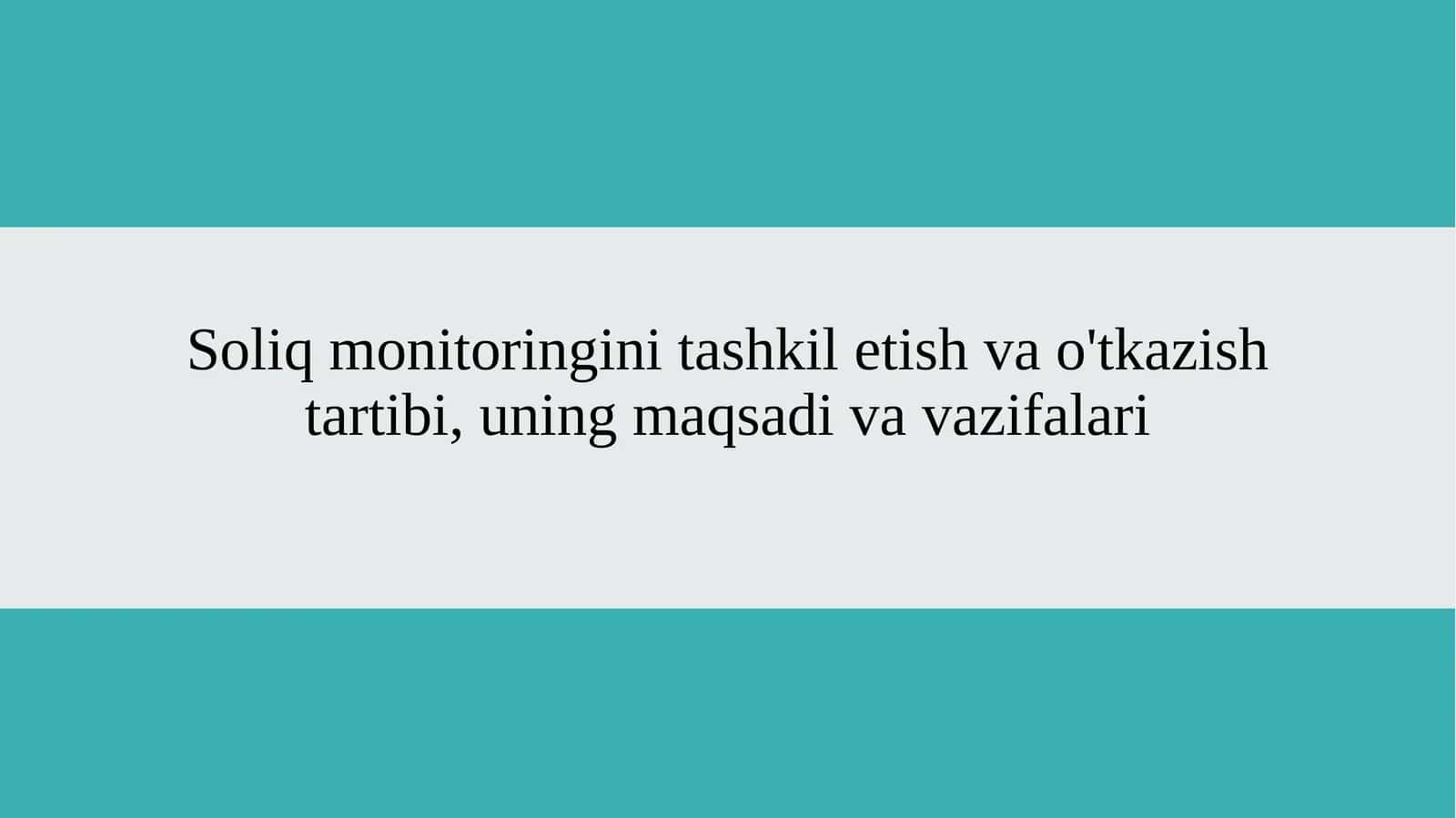 Soliq monitoringini tashkil etish va o'tkazish tartibi, uning maqsadi va vazifalari