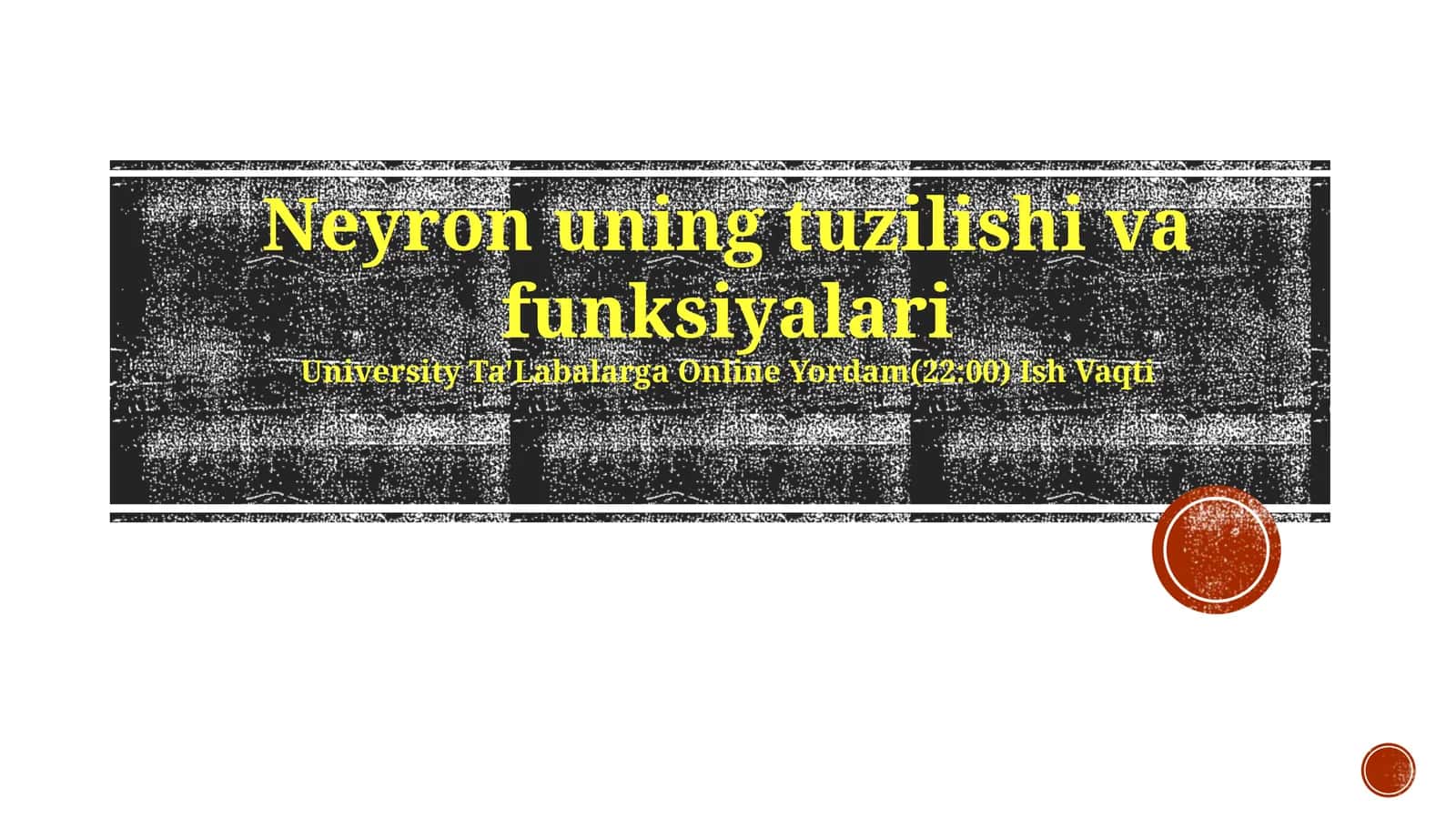 Neyronuning tuzilishi va funksiyalari