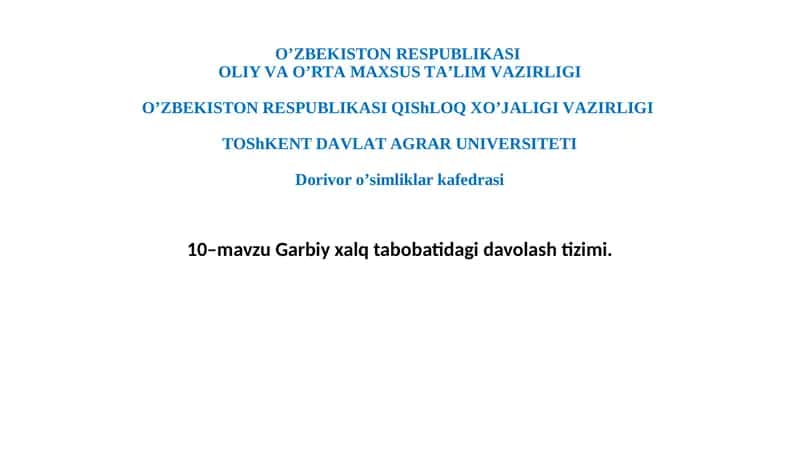 Garbiy xalq tabobatidagi davolash tizimi