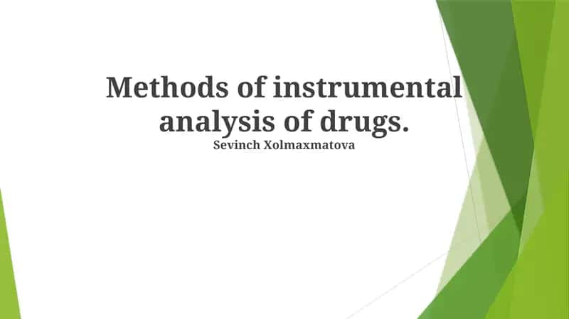 Methods of instrumental analysis of drugs