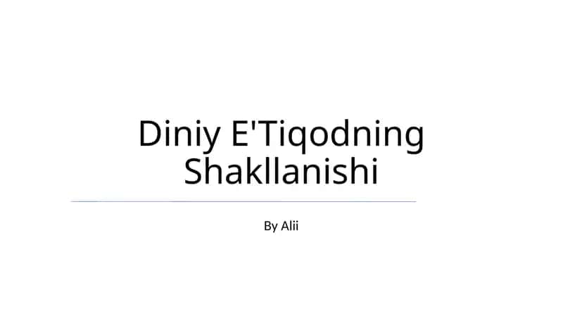 Diniy E'Tiqodning Shakllanishi