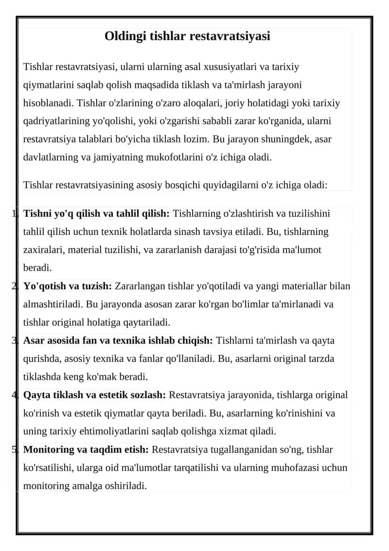 Tishlar restavratsiyasi