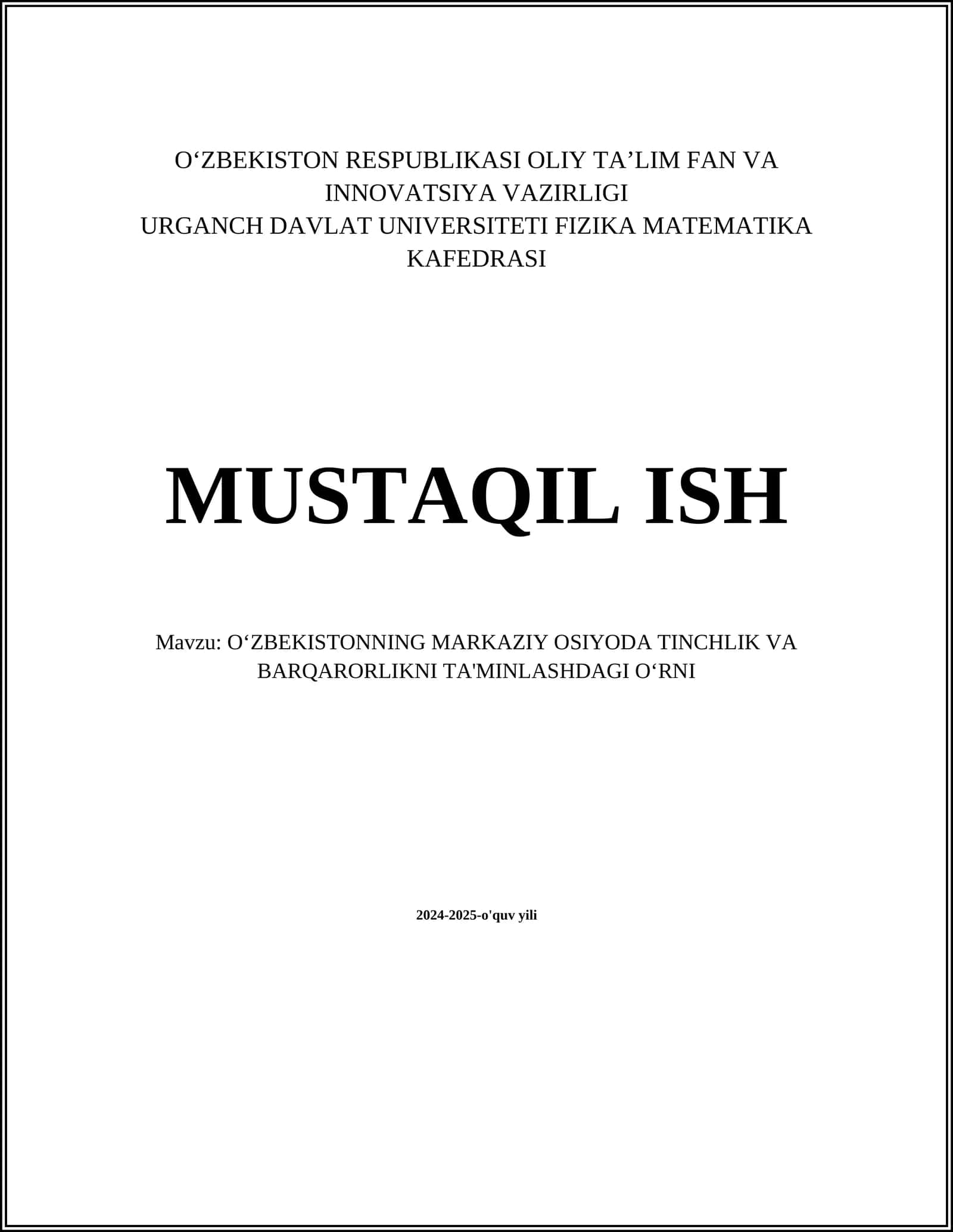 Oʻzbekistonning mintaqaviy xavfsizlik siyosati