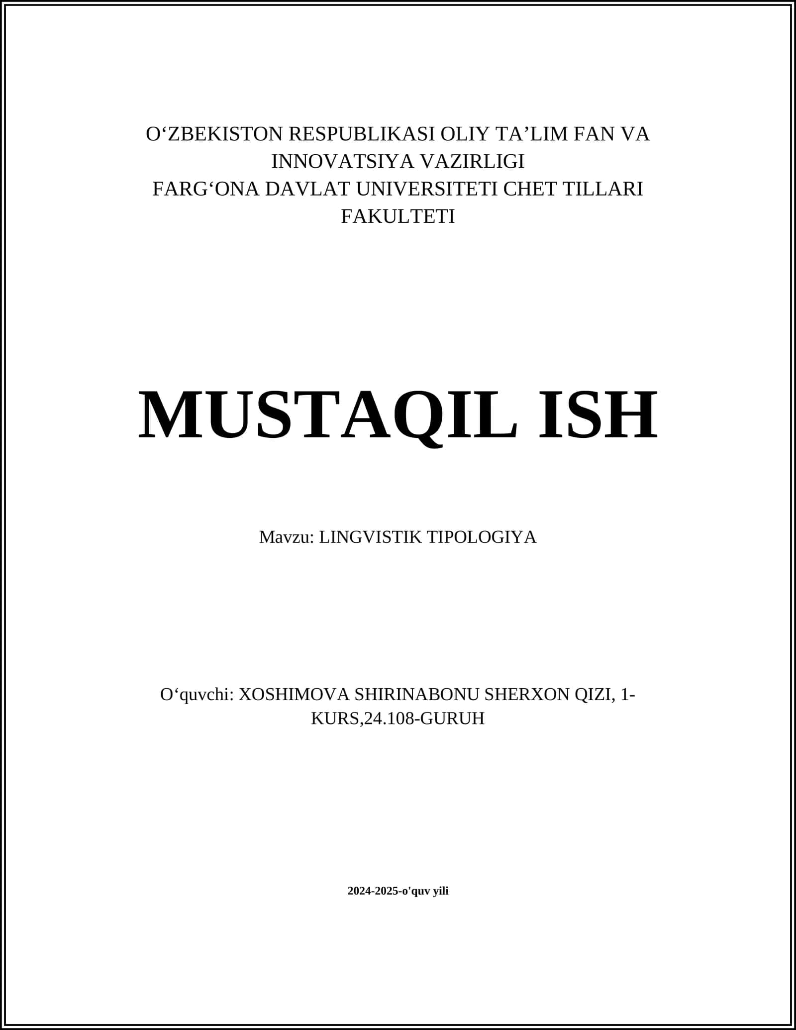 LINGVISTIK TIPOLOGIYA