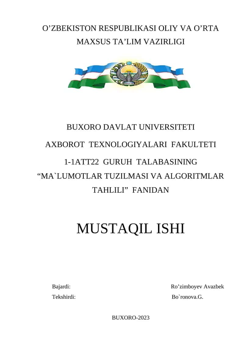 Graf tushunchasi. Graf elementlari. Graf turlari. Grafni to‘liq aylanib chiqish.