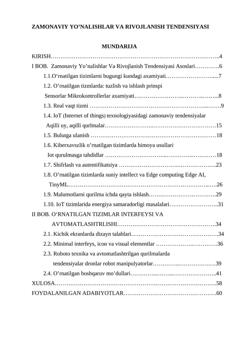 Zamonaviy Yo’nalishlar Va Rivojlanish Tendensiyasi