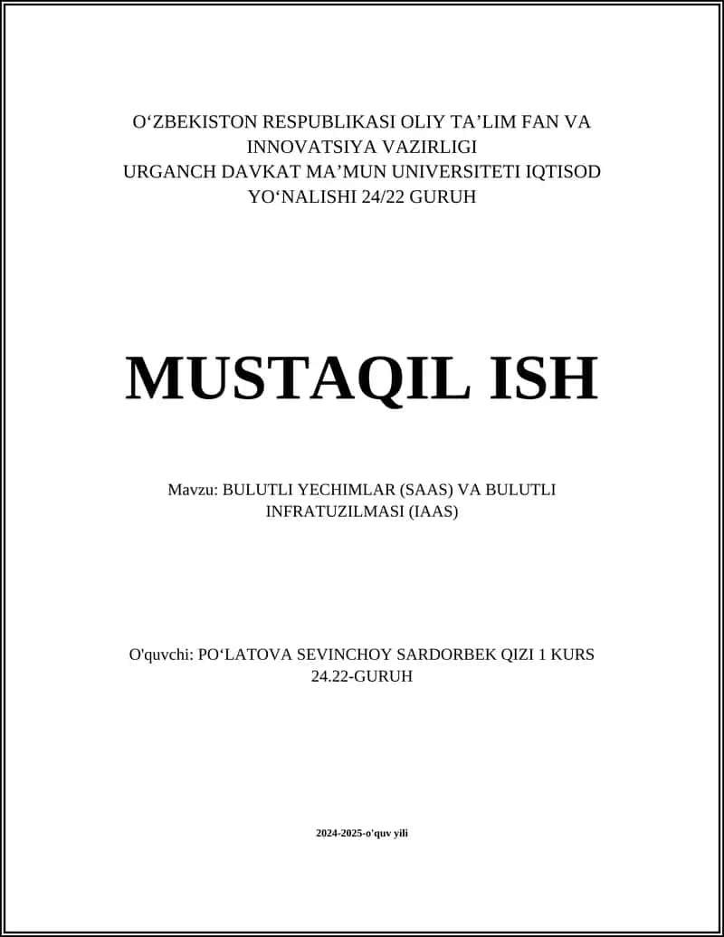 Bulutli hisoblash texnologiyalari