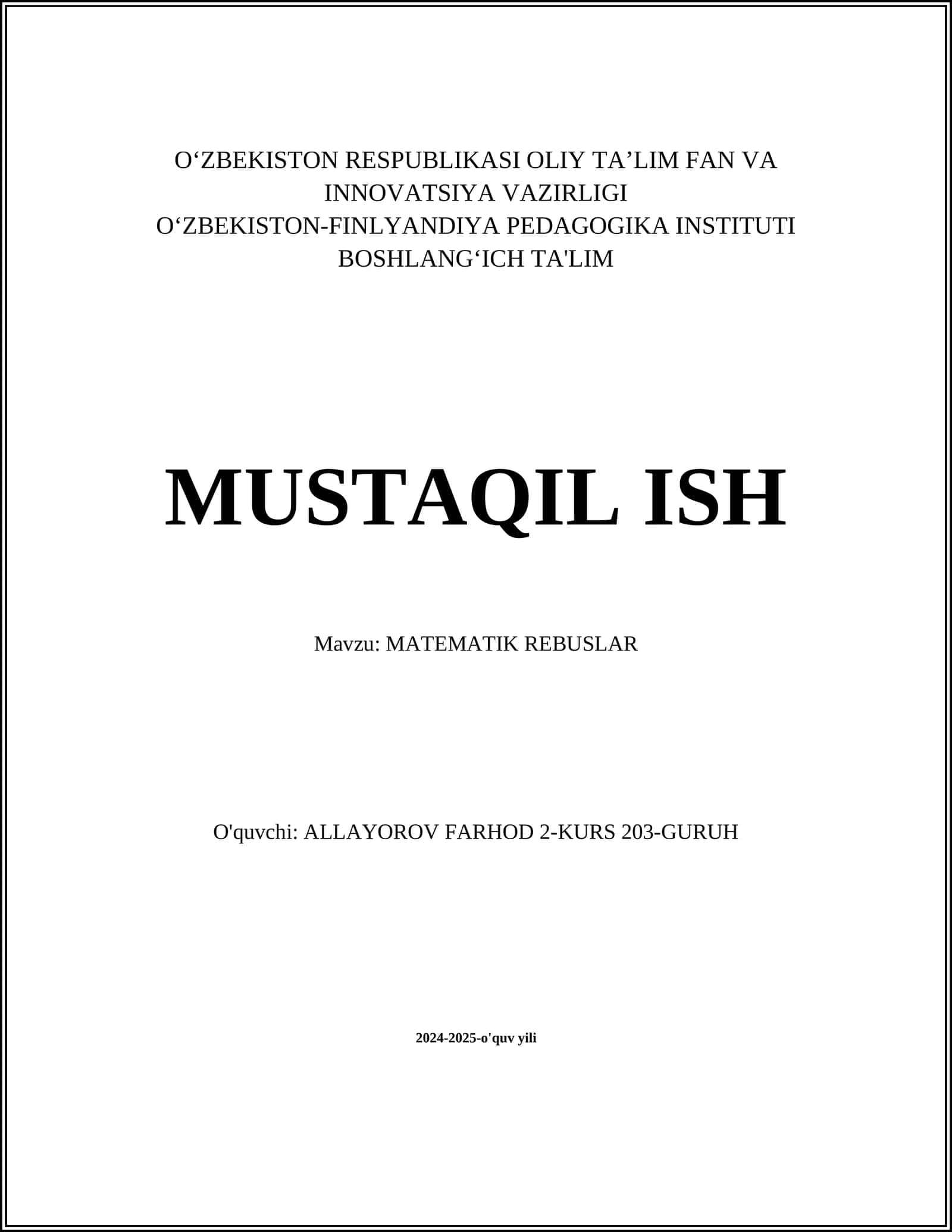 MATEMATIK REBUSLAR