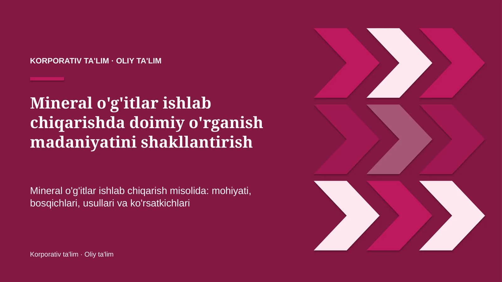 mineral o'g'itlar ishlab chiqarishda doimiy o'rganish madaniyatini shakllantirish 8552