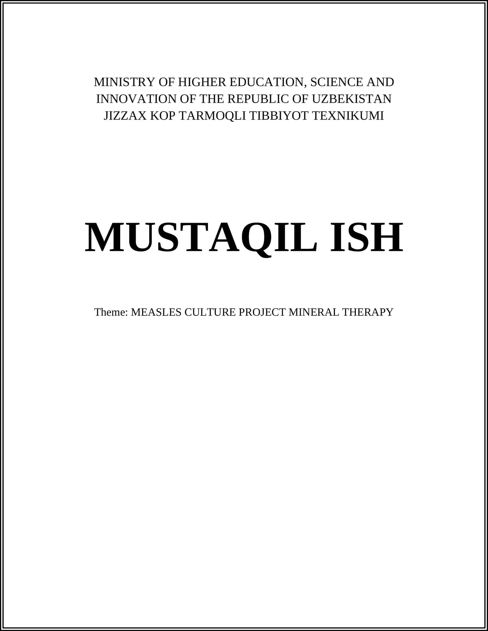 MEASLES CULTURE PROJECT MINERAL THERAPY