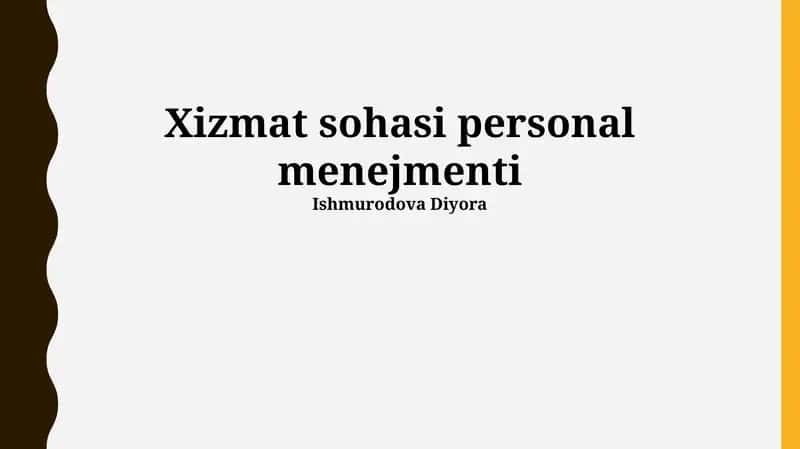 Xizmat sohasi personal menejmenti