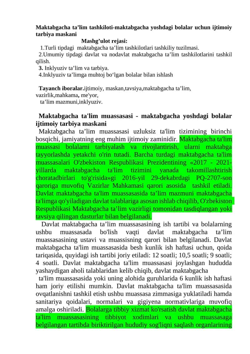 Maktabgacha ta’lim tashkiloti-maktabgacha yoshdagi bolalar uchun ijtimoiy tarbiya maskani