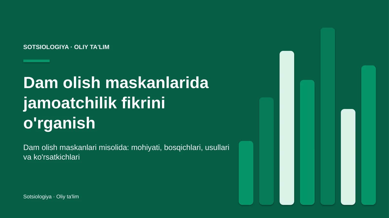 Dam olish maskanlarida jamoatchilik fikrini o'rganish