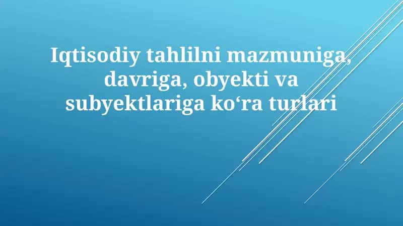 Iqtisodiy Tahlil