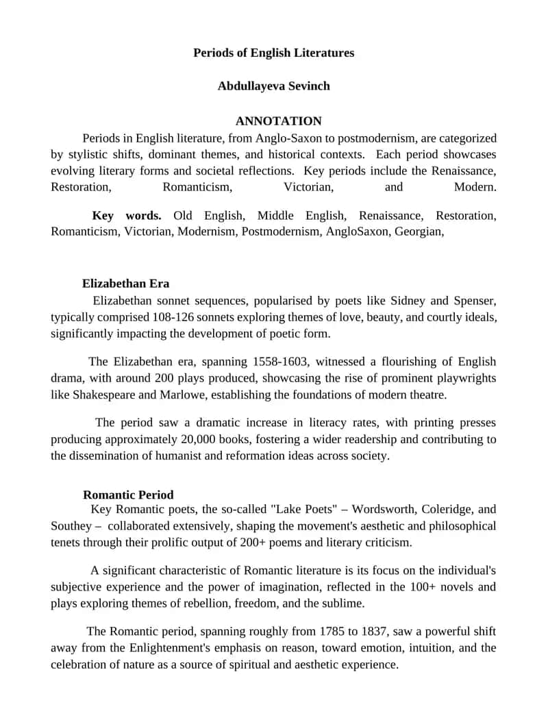 Periods of English Literatures