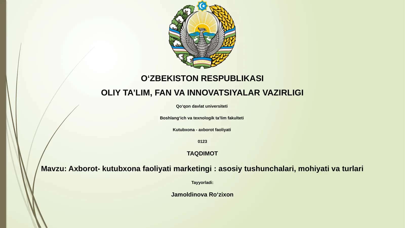 Axborot- kutubxona faoliyati marketingi: asosiy tushunchalari, mohiyati va turlari