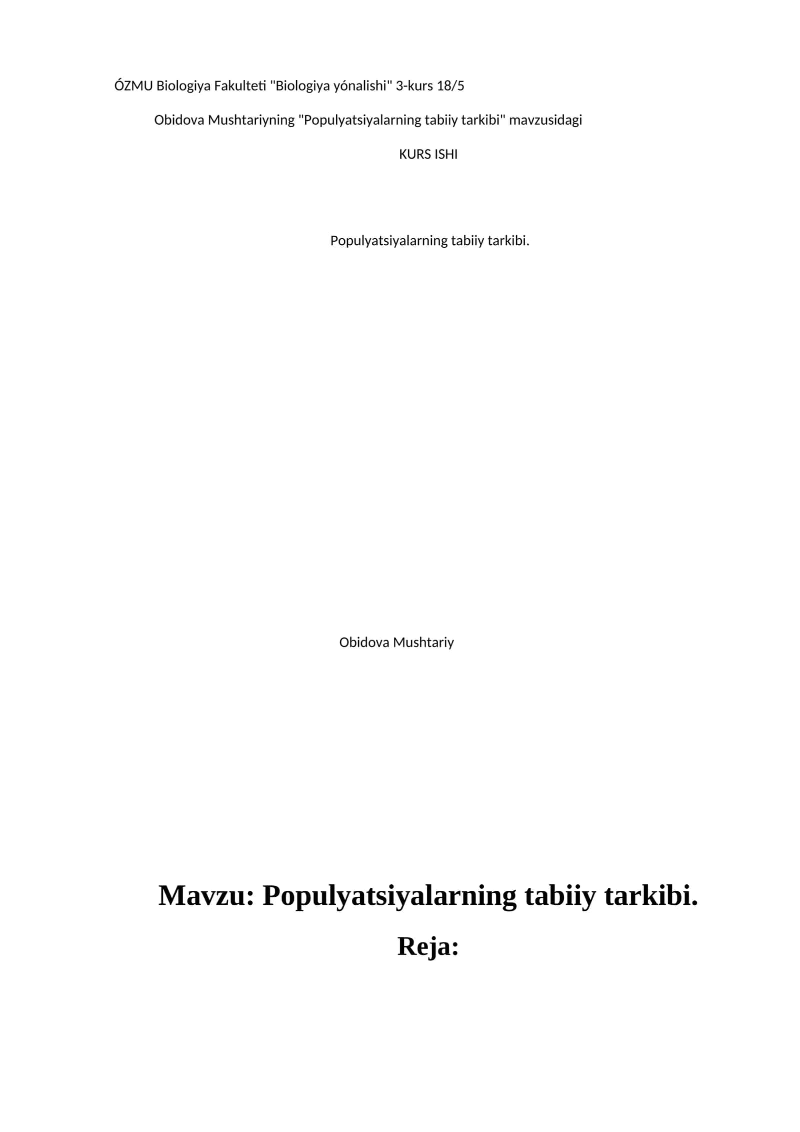 Populyatsiyalarning tabiiy tarkibi
