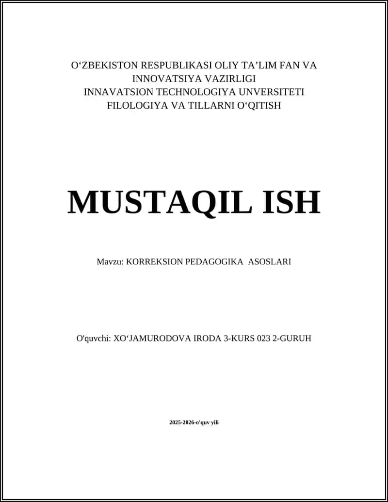 KORREKSION PEDAGOGIKA ASOSLARI