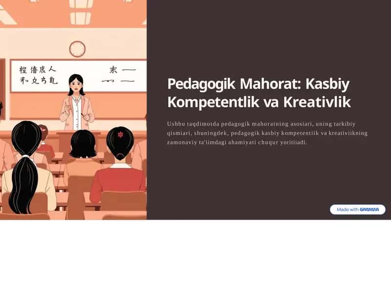 Pedagogik Mahorat: Kasbiy Kompetentlik va Kreativlik