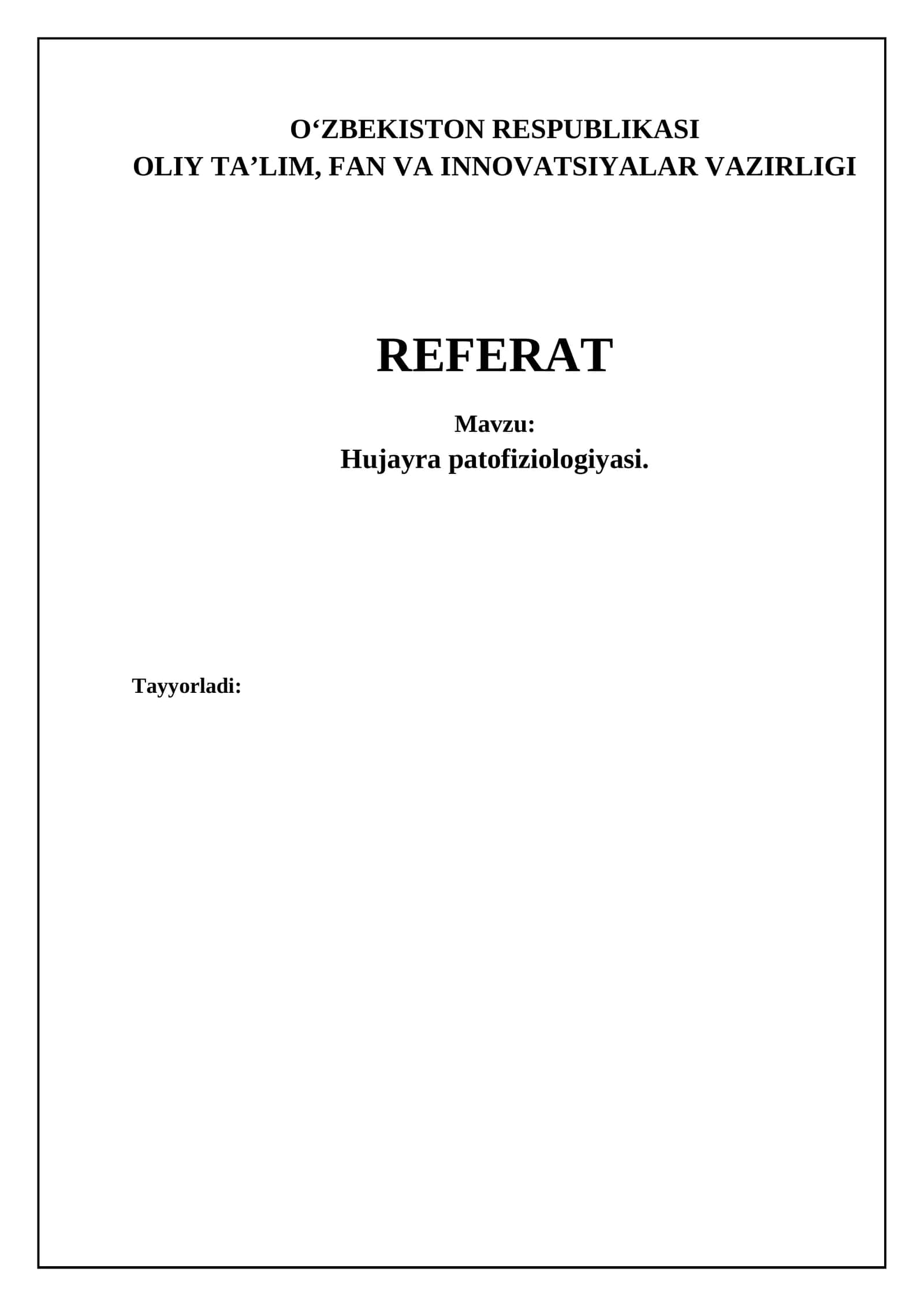 Hujayra patofiziologiyasi