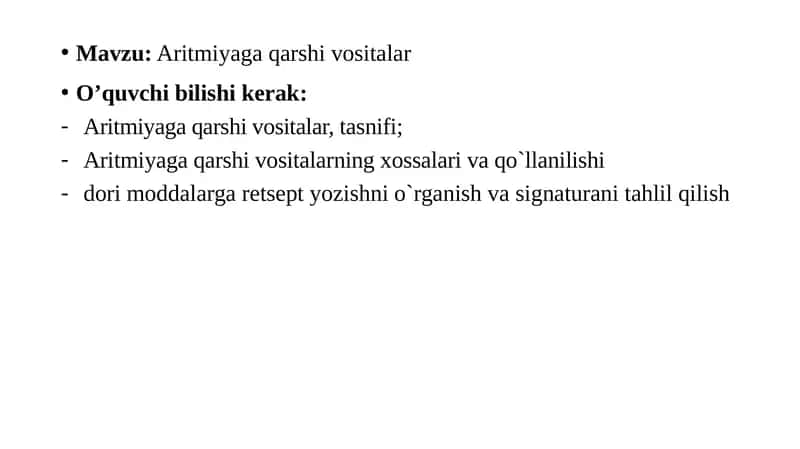 Aritmiyaga qarshi vositalar