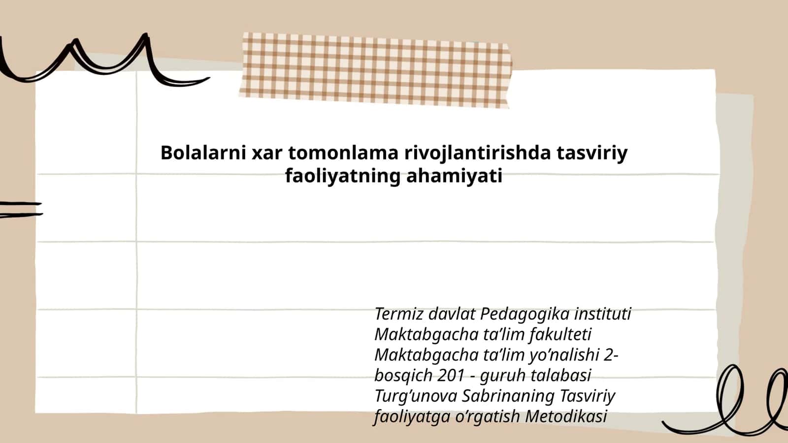 Tasviriy faoliyatga o’rgatish Metodikasi