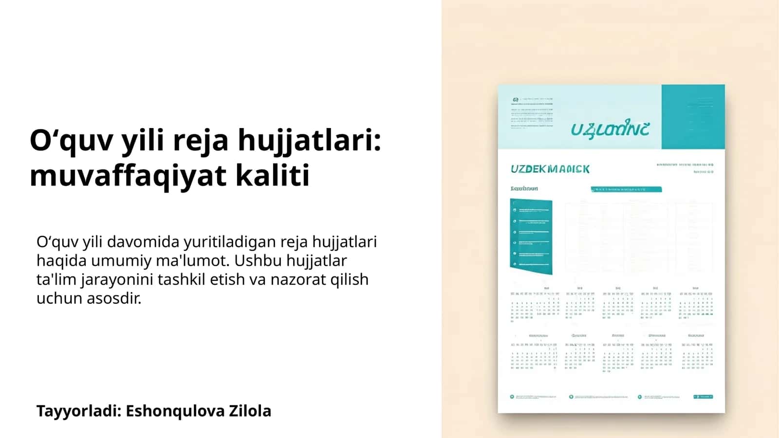 Oʻquv yili reja hujjatlari: muvaffaqiyat kaliti