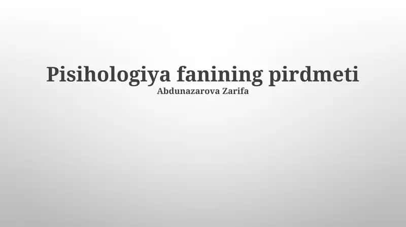 Psixologiyaning Asoslari