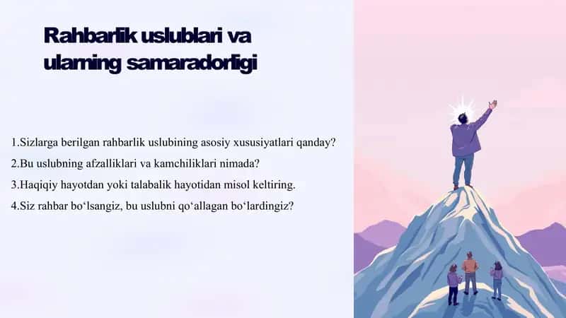 Rahbarlik uslublari va ularning samaradorligi