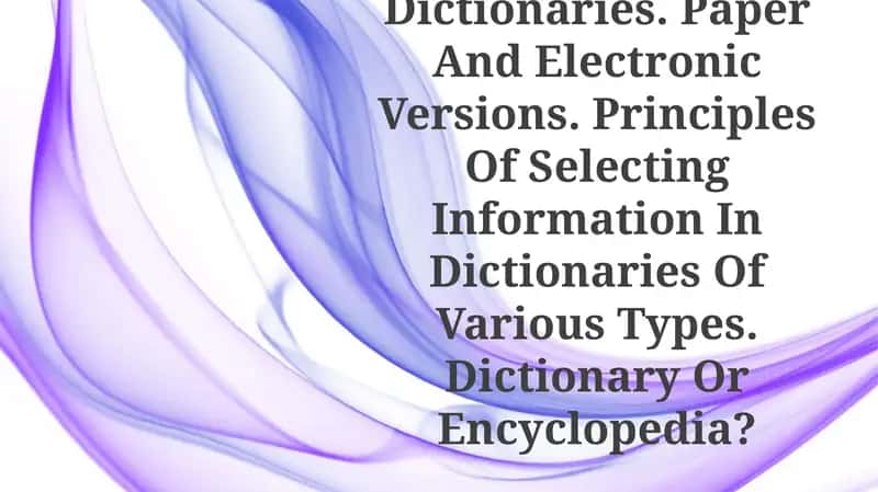 Active And Passive Dictionaries