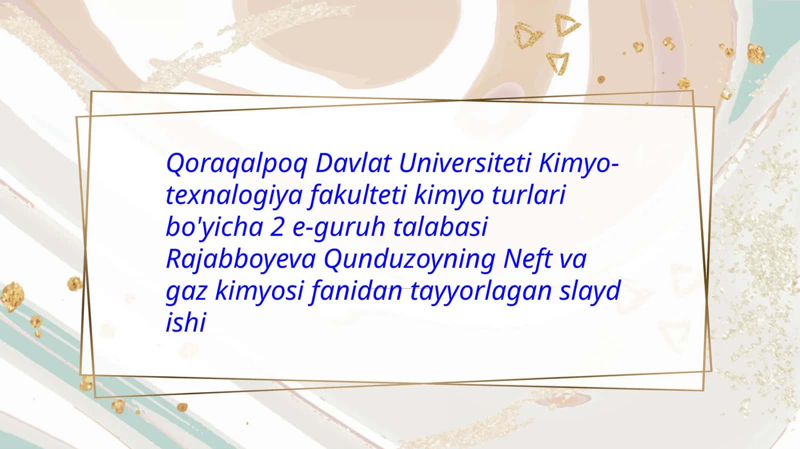 Kimyo-texnalogiya fakulteti