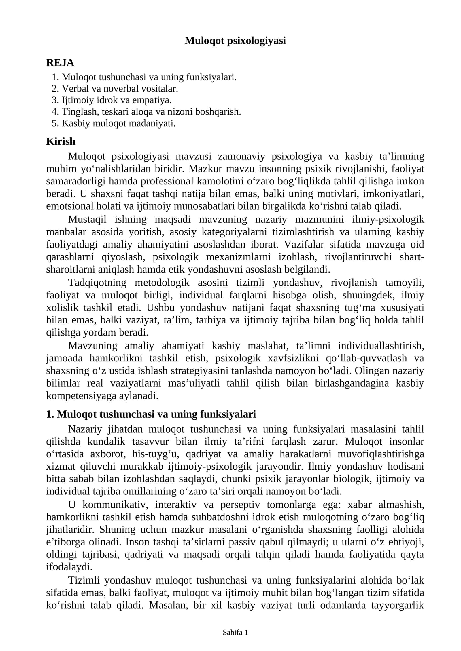 Muloqot psixologiyasi