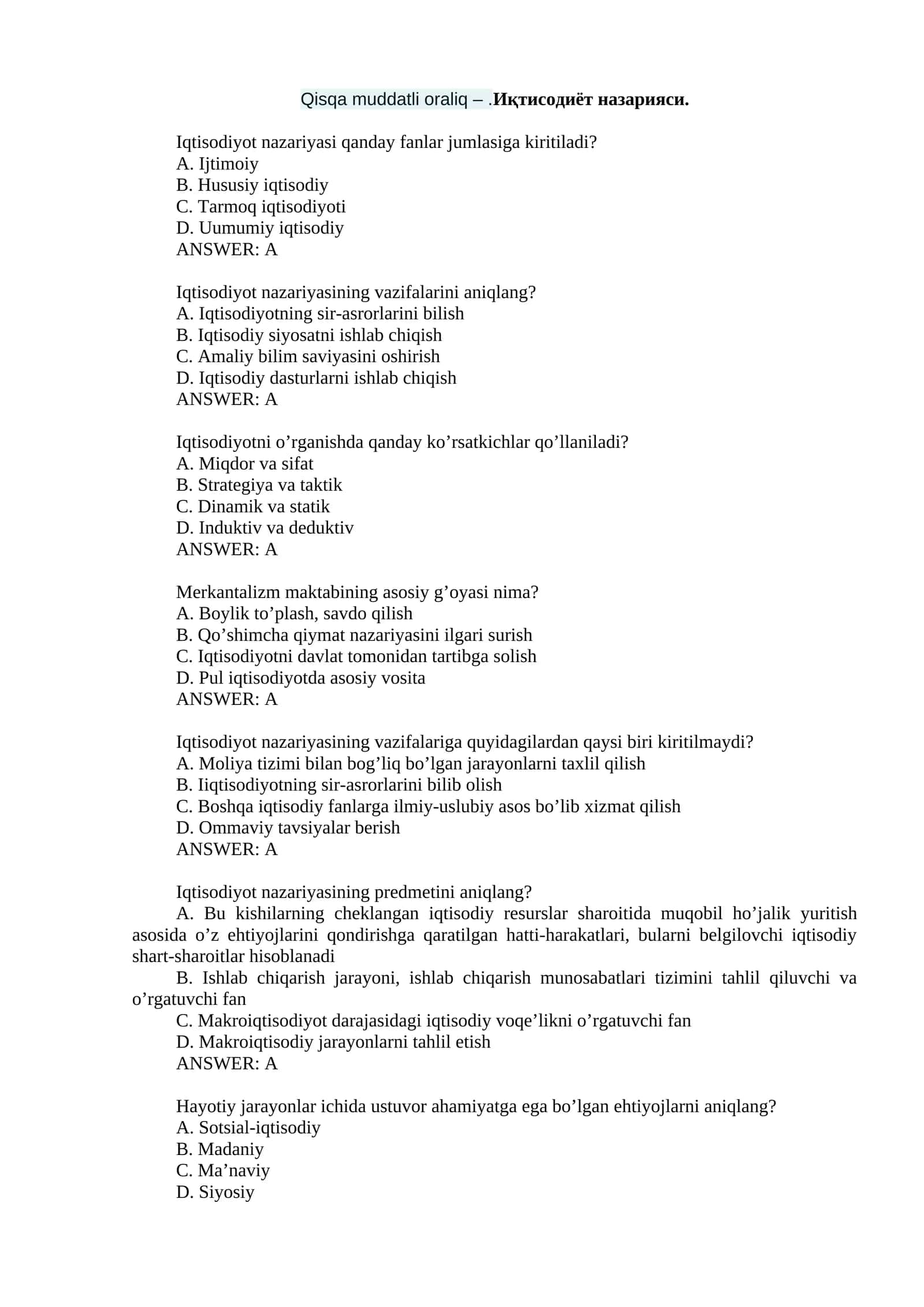 Merkantalizm maktabining asosiy g’oyasi