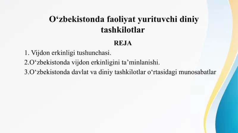 O‘zbekistonda faoliyat yurituvchi diniy tashkilotlar