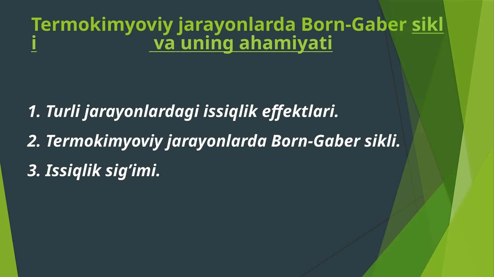 Termokimyoviy jarayonlarda Bor-Gabersikli va uning ahamiyati